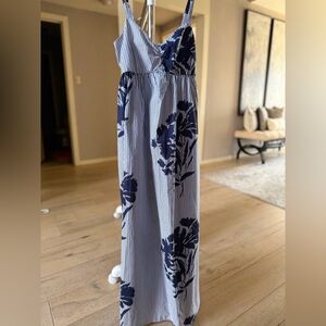 Abercrombie & Fitch Navy and White Striped Maxi Dress